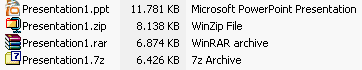 zip: 8.138 KB, rar: 6.874 KB, 7z: 6.426 KB